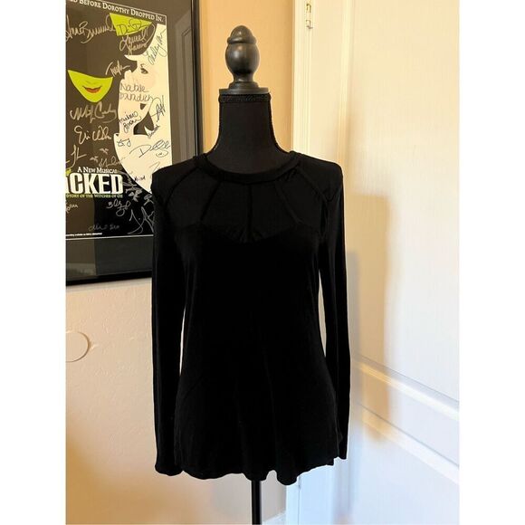 Red by BKE Long sleeve black top with a sheer neck - Picture 1 of 6